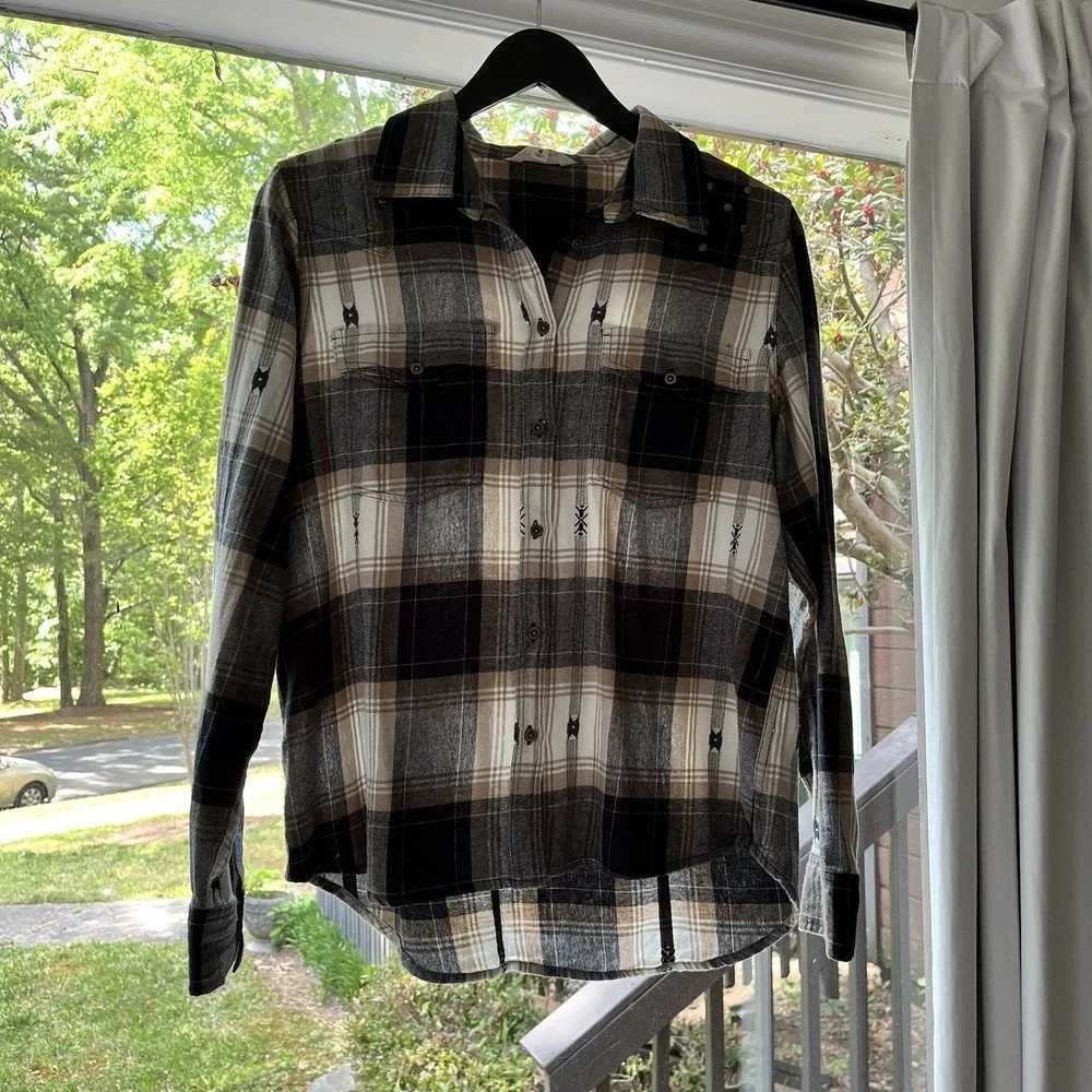 Women's lucky brand western coastal cowgirl button down shirt embellished stud M - Picture 2 of 8